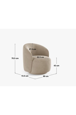 Fauteuil pivotant Seren - Beige - En tissu velours