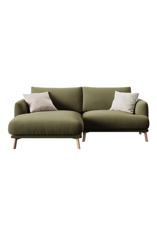 Canapé d'angle gauche Margot - Kaki - 3 places - En tissu velours