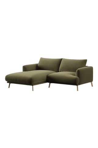 Canapé d'angle gauche Margot - Kaki - 3 places - En tissu velours