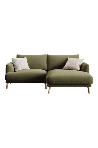 Canapé d'angle droit Margot - Kaki - 3 places - En tissu velours