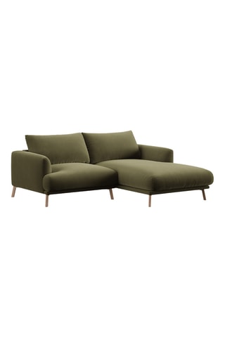 Canapé d'angle droit Margot - Kaki - 3 places - En tissu velours