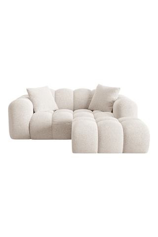 Canapé d'angle droit Treno - Beige clair - 2 places - En tissu synthétique