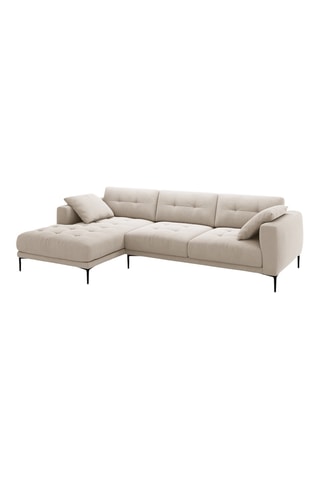 Canapé d'angle gauche Lazio - Beige - 3 places - En tissu velours
