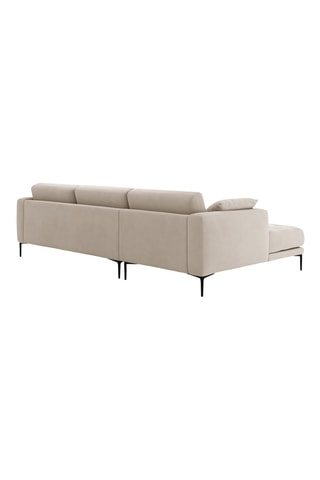 Canapé d'angle gauche Lazio - Beige - 3 places - En tissu velours