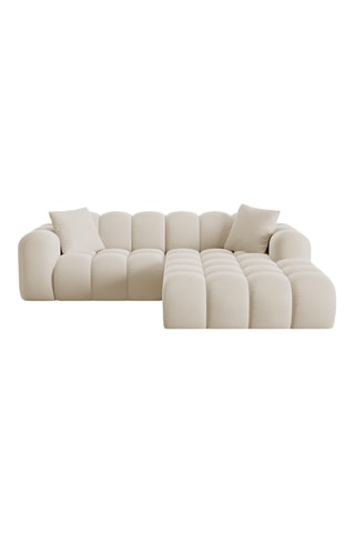 Canapé d'angle droit Treno - Beige foncé - 3 places - En tissu synthétique