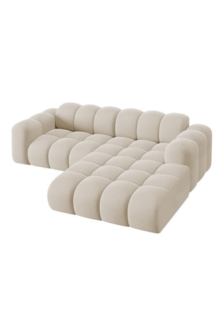 Canapé d'angle droit Treno - Beige foncé - 3 places - En tissu synthétique