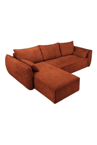 Canapé d'angle gauche convertible Vanda - Rouge brique - 4 places - En tissu chenille