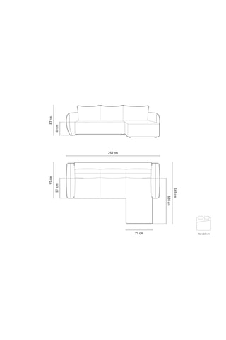 Canapé d'angle droit convertible Vanda - Rouge brique - 4 places - En tissu chenille