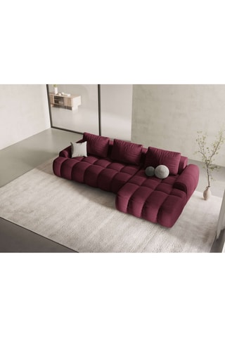 Canapé d'angle droit convertible Orchid - Bordeaux - 3 places - En tissu structuré
