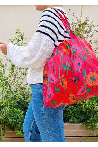 Bolsa de la compra y monedero Coquelicots - Rojo