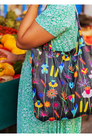 Bolsa de la compra y monedero Jardin Fleuri - Negro