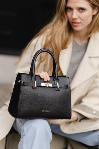 Borsa a mano in pelle Ventimiglia - Nero