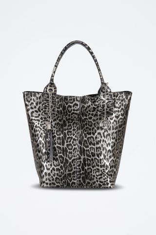 Bolso shopper de piel Barozzi - Plateado y negro