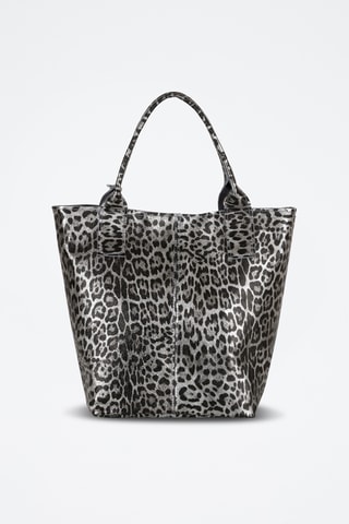 Bolso shopper de piel Barozzi - Plateado y negro
