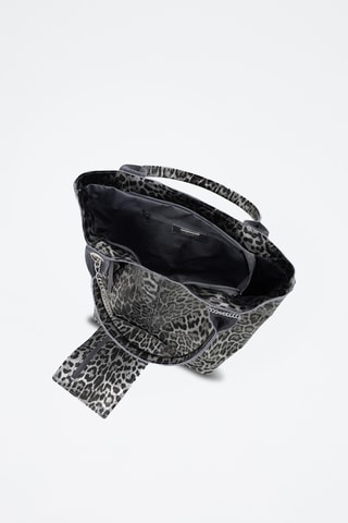 Bolso shopper de piel Barozzi - Plateado y negro