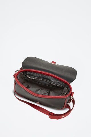 Bandolera de piel Neva - Negro y rojo