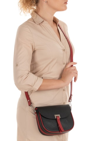 Bandolera de piel Neva - Negro y rojo