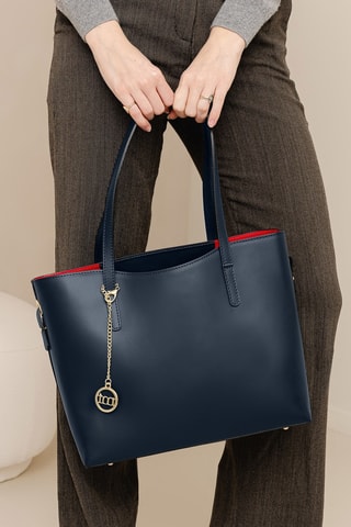 Bolso shopper de piel Gracchi - Azul marino