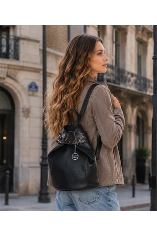 Mochila de piel Sirietto - Negro