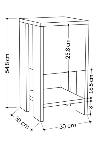 Table de chevet 1 abattant Ema - 30 x 55 x 30 cm