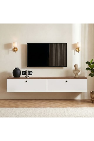 Meuble TV 2 abattants - 140 x 25 x 25 cm