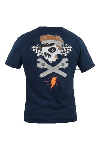 T-shirt em algodão biológico Jona - Azul-marinho - Segura - Branco, azul e cinzento