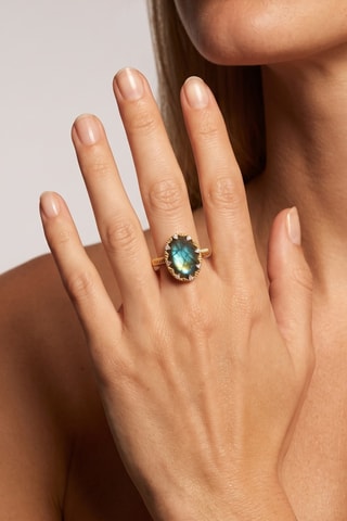 Anillo - Chapado en oro amarillo y labradorita