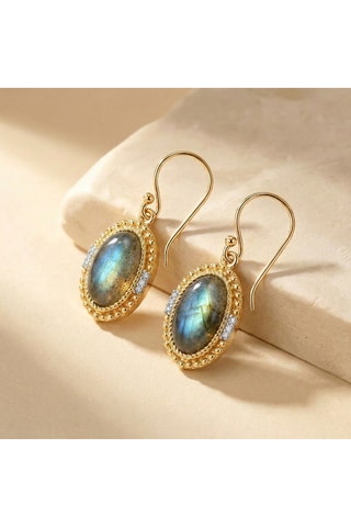 Orecchini - Placcato oro giallo e labradorite