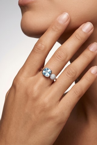 Anillo - Chapado en plata y topacio