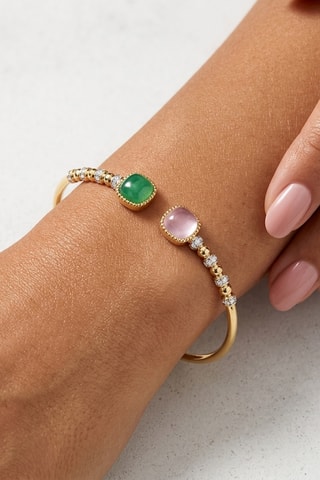 Pulsera - Chapado en oro amarillo, amatista y cuarzo