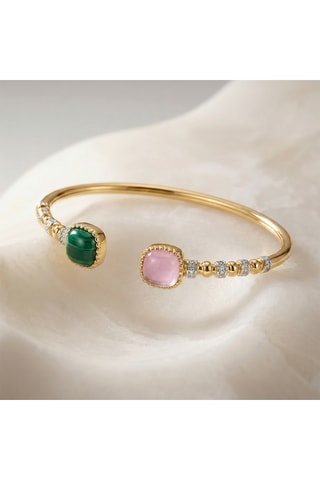 Pulsera - Chapado en oro amarillo, amatista y cuarzo