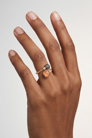 Anillo - Chapada en oro amarillo y piedra de sol