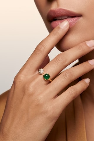 Anillo - Chapado en oro amarillo y ónice