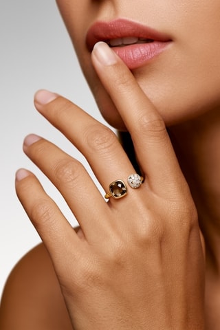 Anillo - Chapados en oro amarillo y cuarzo