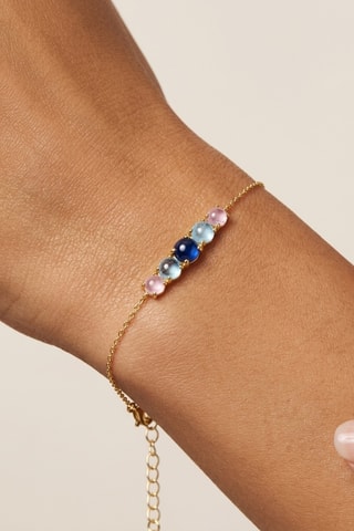 Pulsera - Chapado en oro amarillo, cuarzo y jade