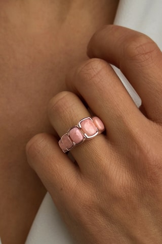 Anillo - Chapado en oro rosa y ópalos
