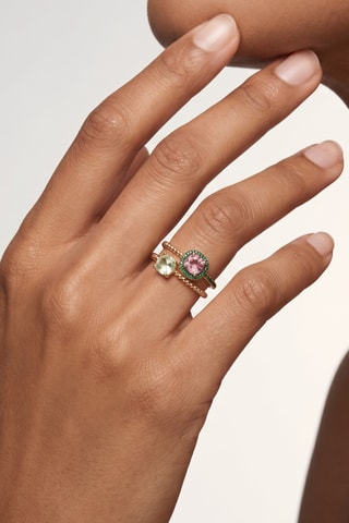 Anillo - Chapado en oro amarillo y amatistas