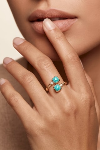 Anillo - Chapado en oro amarillo y amazonitas