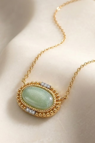 Collar - Chapado en oro amarillo y aventurina
