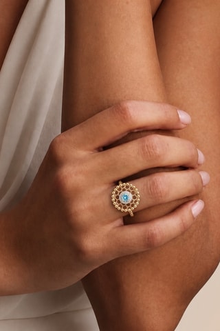Anillo - Chapado en oro amarillo y topacio