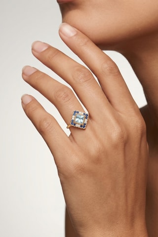 Anillo - Chapado en oro amarillo y topacio
