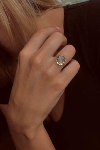 Anillo - Chapado en oro amarillo y amatista