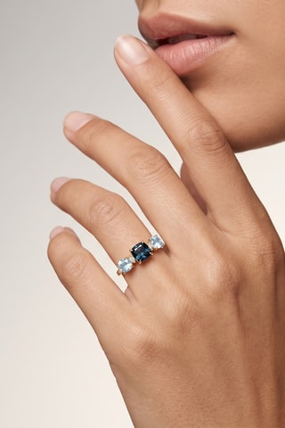 Anillo - Chapado en oro amarillo y topacio