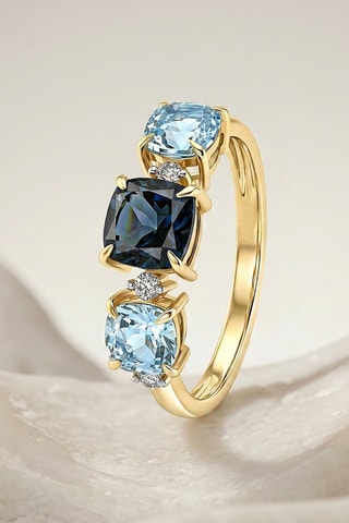 Anillo - Chapado en oro amarillo y topacio