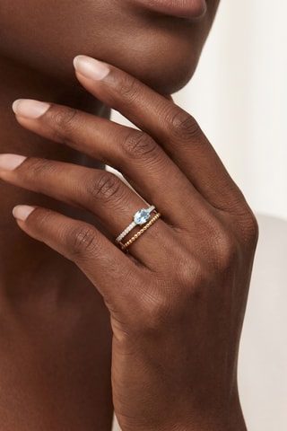 Anillo - Chapado en oro amarillo y topacio