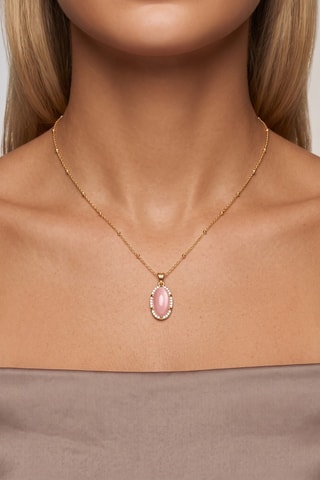 Collar - Chapado en oro amarillo y calcedonia