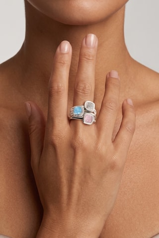 Anillo - Chapado en plata y calcedonias