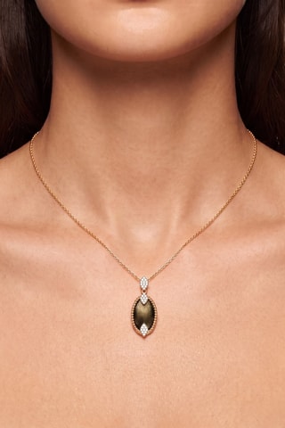 Collar - Chapado en oro amarillo y obsidiana