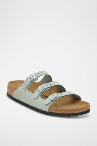 Mules en cuir nubuck - Gris