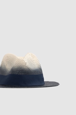 Sombrero Panamá dip-dye - Azul marino y crudo